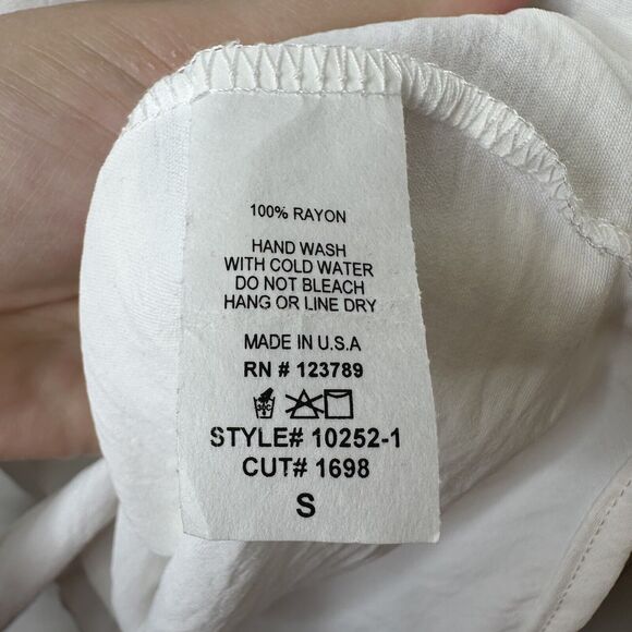 Jolie Made In Usa Sz S Relaxed Oversized White Hi Low Blouse Sleeve Shirt - Picture 7 of 10